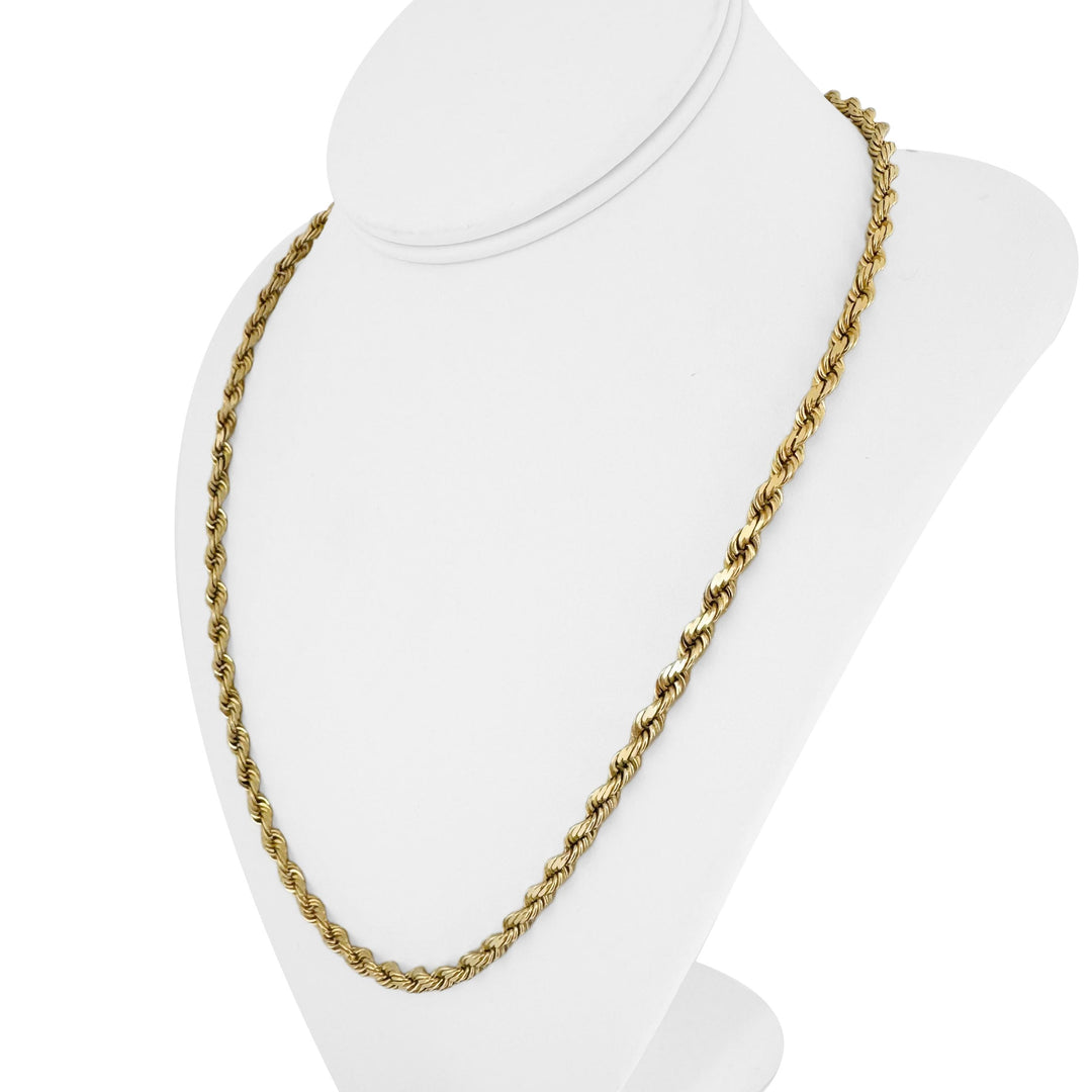 14k Yellow Gold 40g Solid Heavy 4mm Diamond Cut Rope Chain Necklace 22"