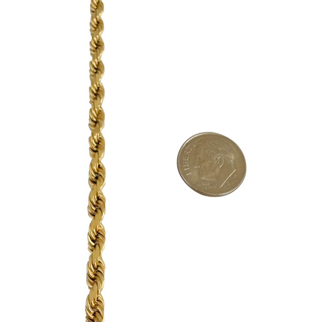 14k Yellow Gold 40g Solid Heavy 4mm Diamond Cut Rope Chain Necklace 22"