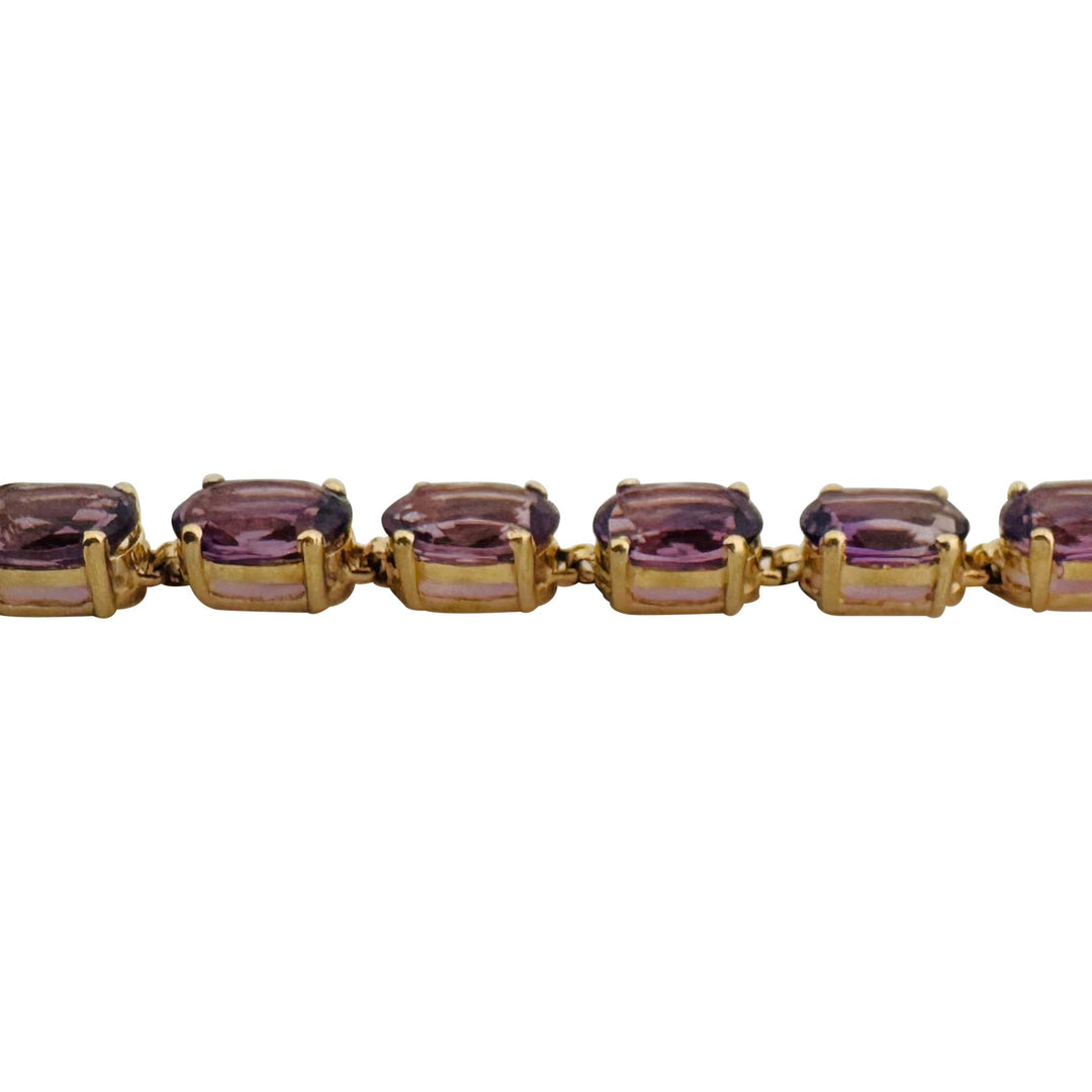14k Yellow Gold and Amethyst 8g Ladies Link Bracelet 7"
