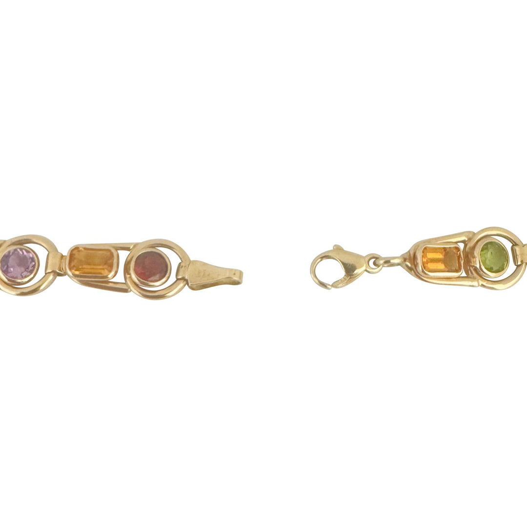 14k Yellow Gold and Multi Gemstone 23.9g Ladies Fancy Link Necklace 16"