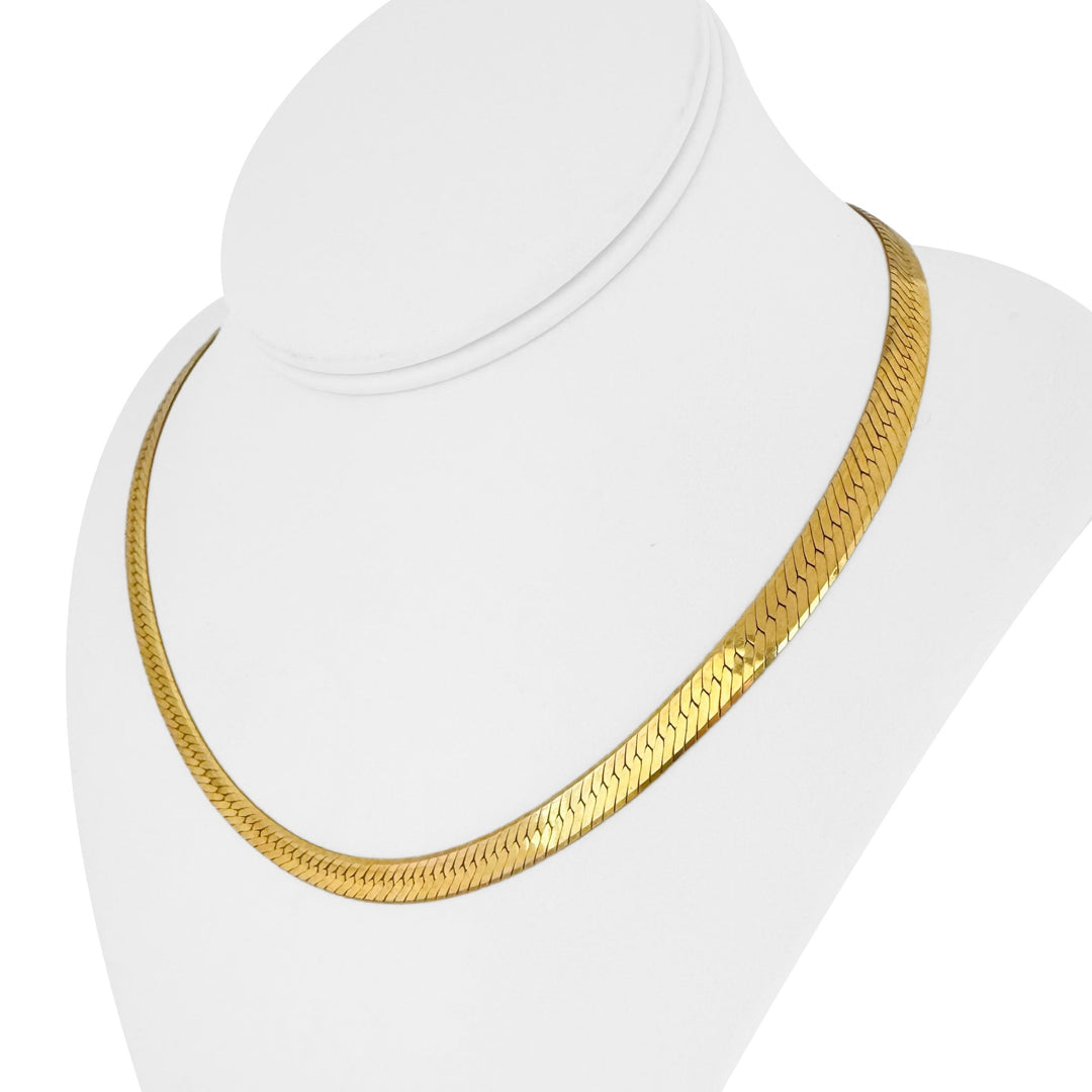 14k Yellow Gold 27.9g Solid Heavy 7mm Herringbone Link Necklace Italy 18"