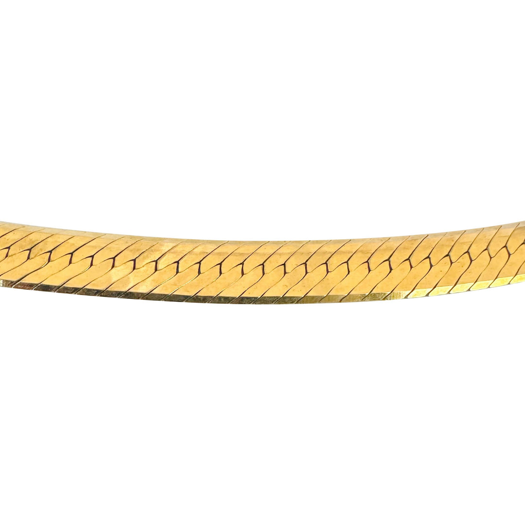 14k Yellow Gold 27.9g Solid Heavy 7mm Herringbone Link Necklace Italy 18"