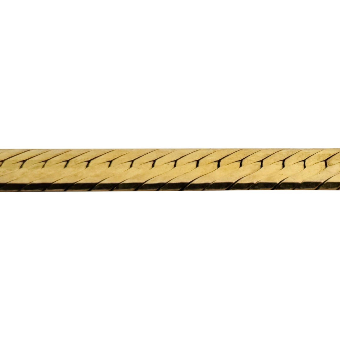 14k Yellow Gold 27.9g Solid Heavy 7mm Herringbone Link Necklace Italy 18"