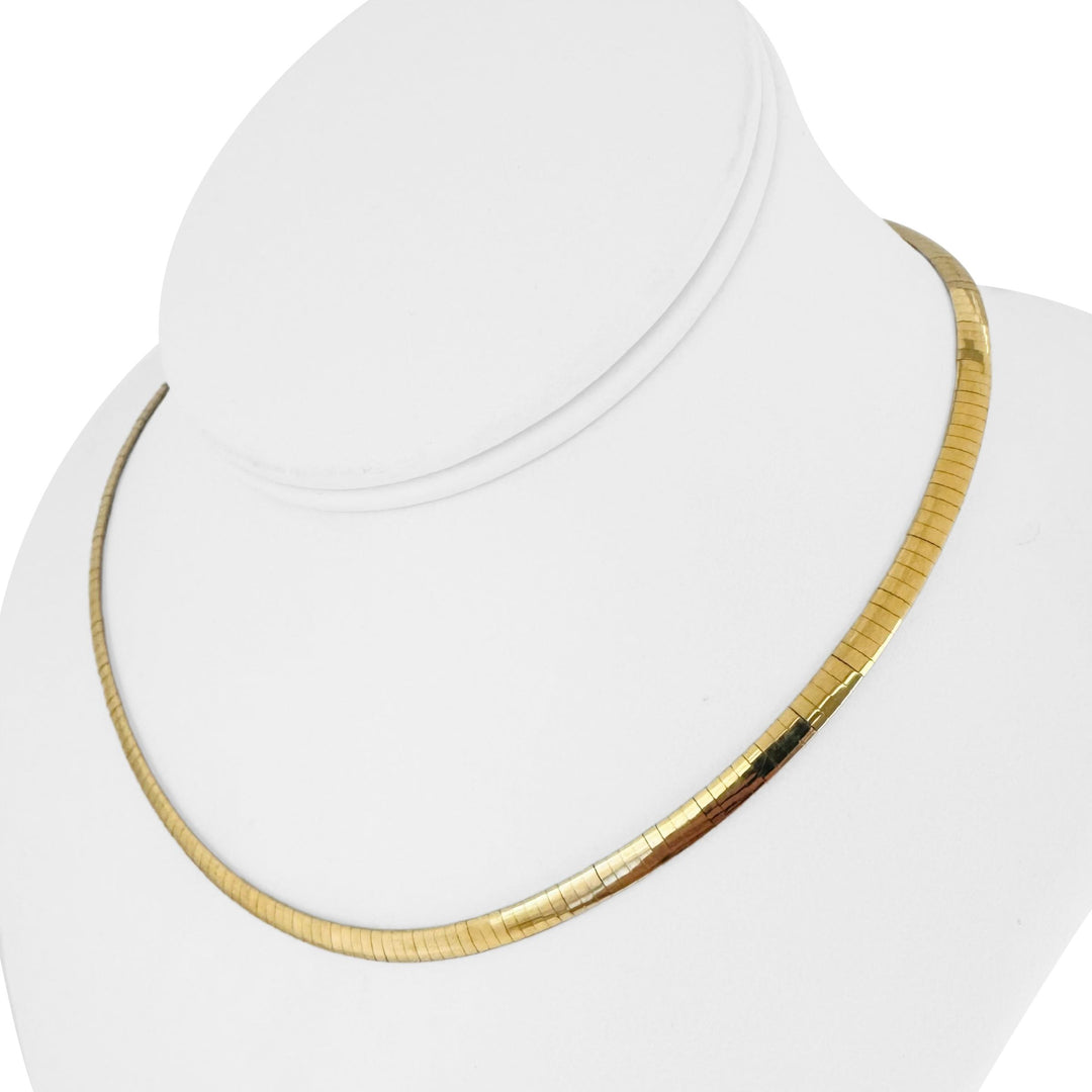 14k Yellow and White Gold 23g Reversible 4mm Omega Link Necklace Italy 16"