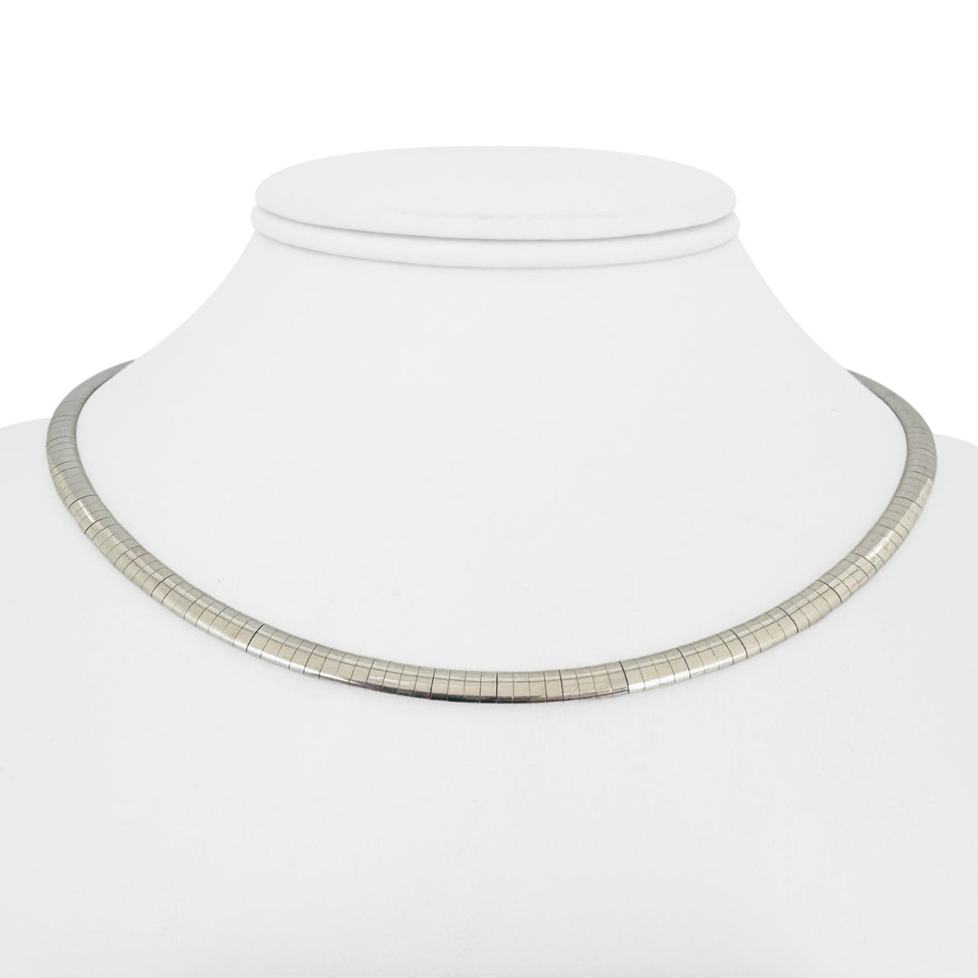 14k Yellow and White Gold 23g Reversible 4mm Omega Link Necklace Italy 16"