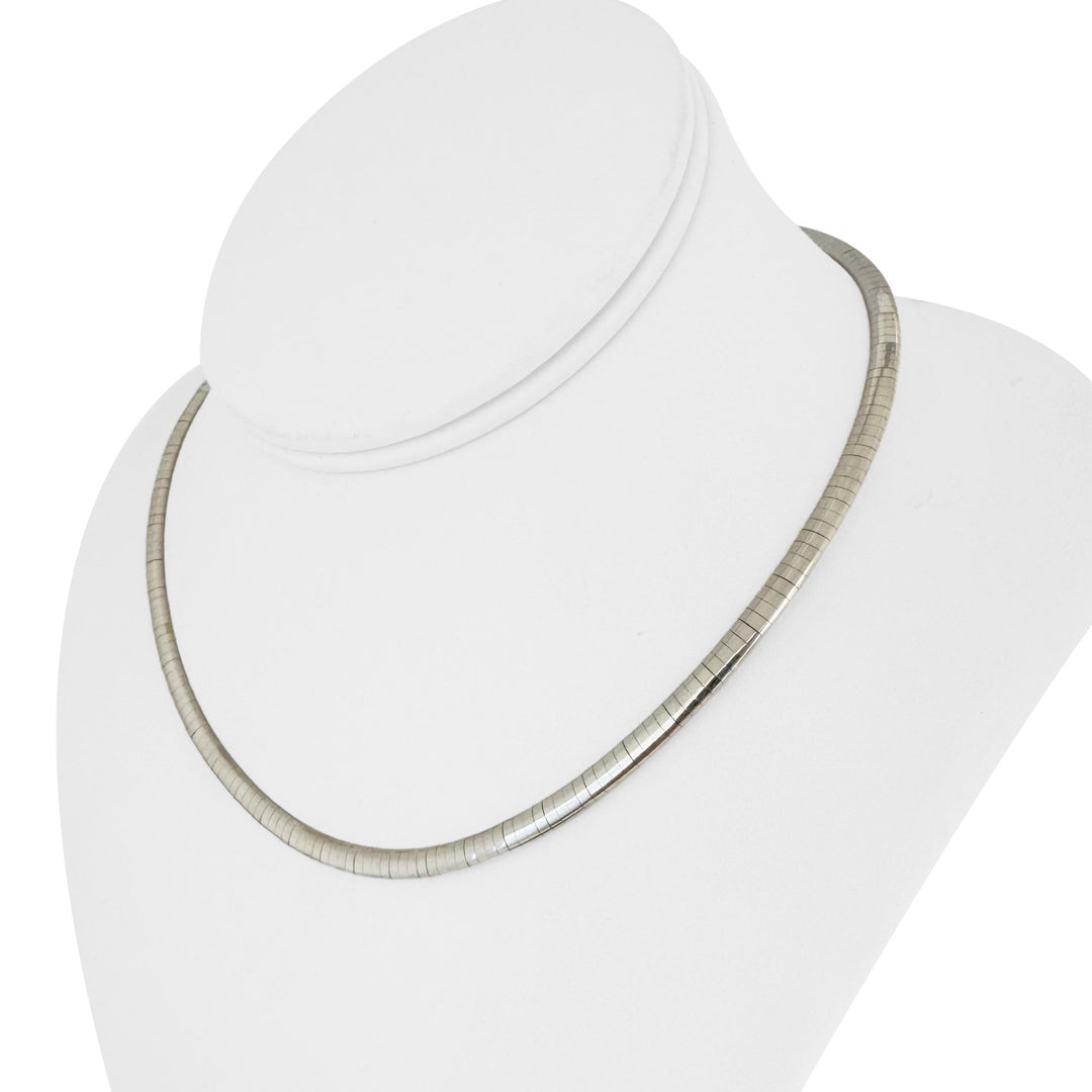 14k Yellow and White Gold 23g Reversible 4mm Omega Link Necklace Italy 16"