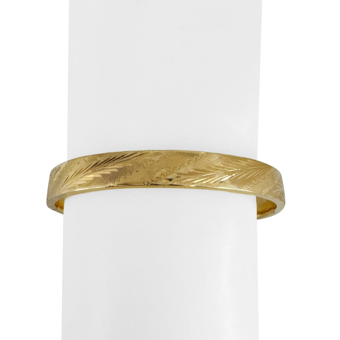 14k Yellow Gold 12g Ladies Vintage 8mm Floral Oval Bangle Bracelet 6.5"