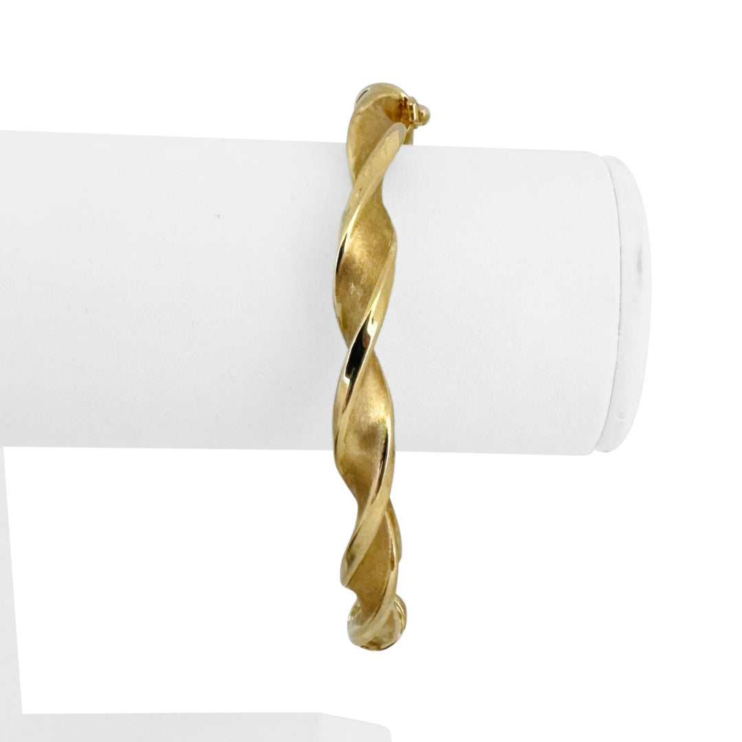 14k Yellow Gold 10g Ladies Vintage 7mm Twisted Spiral Bangle Bracelet Italy 7"