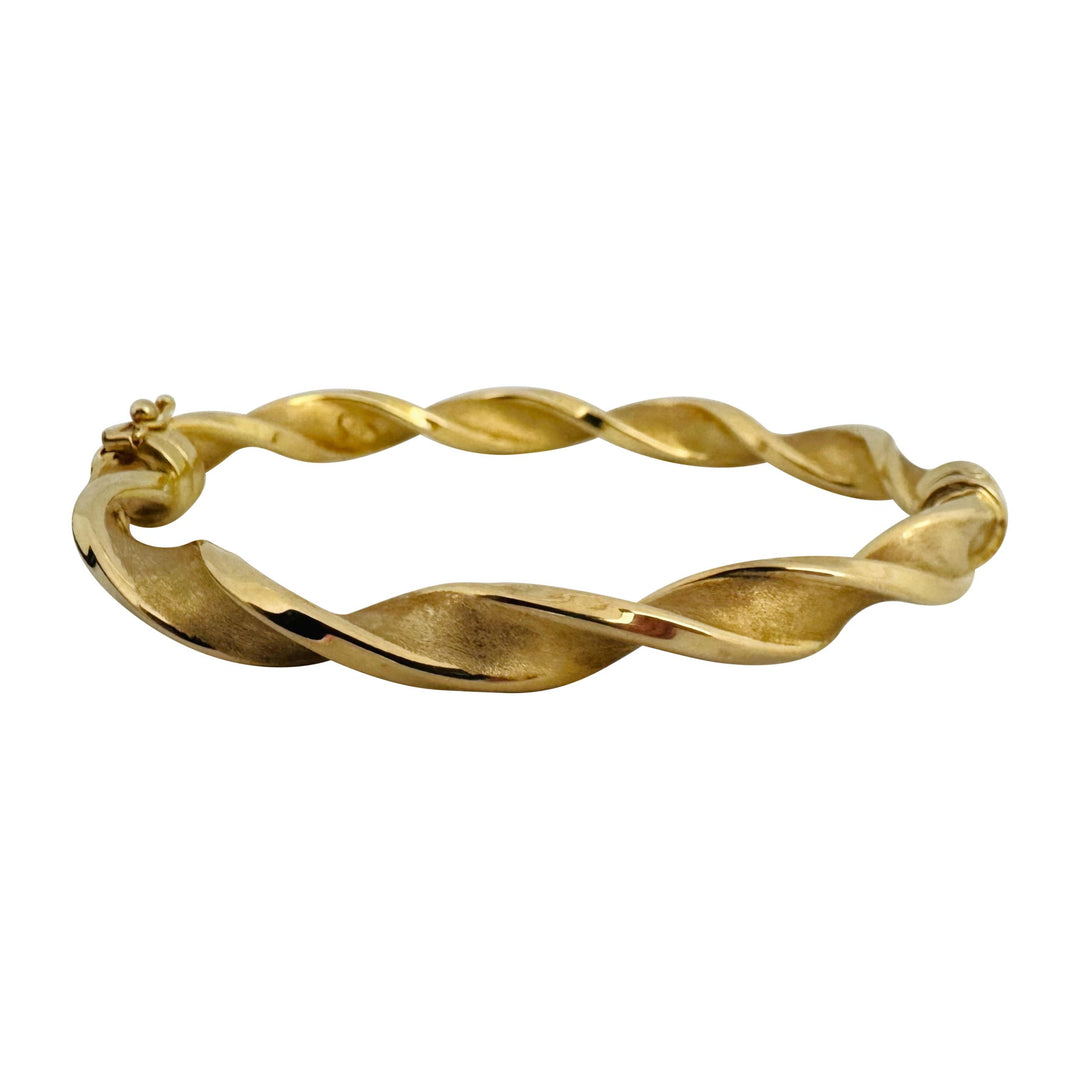 14k Yellow Gold 10g Ladies Vintage 7mm Twisted Spiral Bangle Bracelet Italy 7"