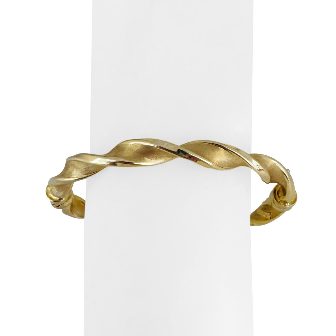14k Yellow Gold 10g Ladies Vintage 7mm Twisted Spiral Bangle Bracelet Italy 7"