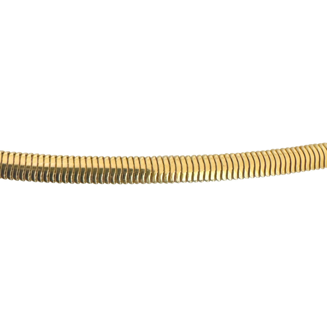 14k Yellow Gold 14g Solid Vintage 3mm Flattened Snake Link Necklace Italy 18"