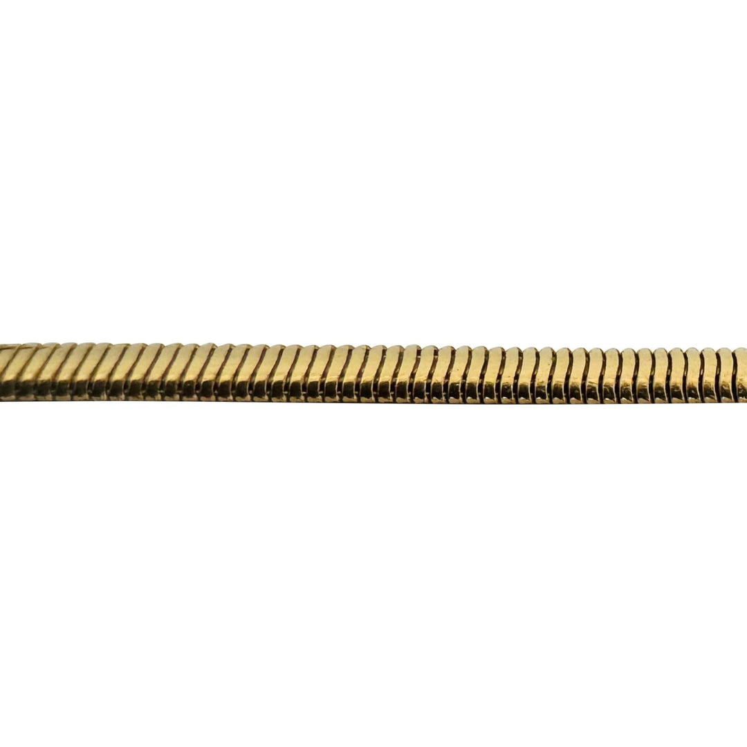 14k Yellow Gold 14g Solid Vintage 3mm Flattened Snake Link Necklace Italy 18"