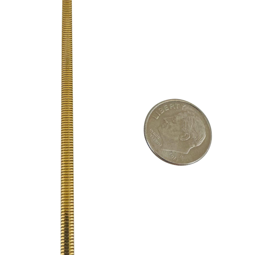 14k Yellow Gold 14g Solid Vintage 3mm Flattened Snake Link Necklace Italy 18"