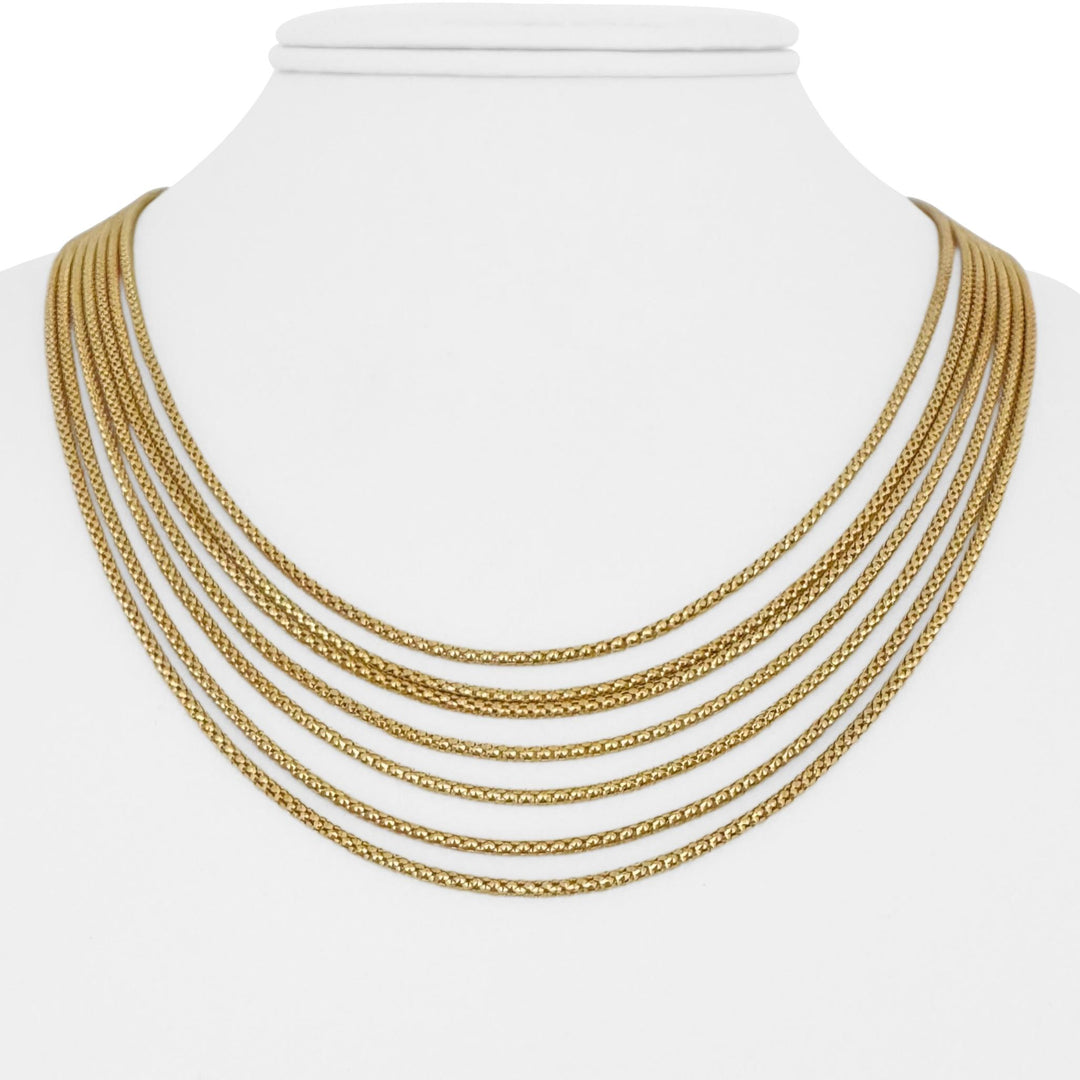18k Yellow Gold 32.6g UnoAErre Vintage Multi Strand Popcorn Necklace Italy 18"