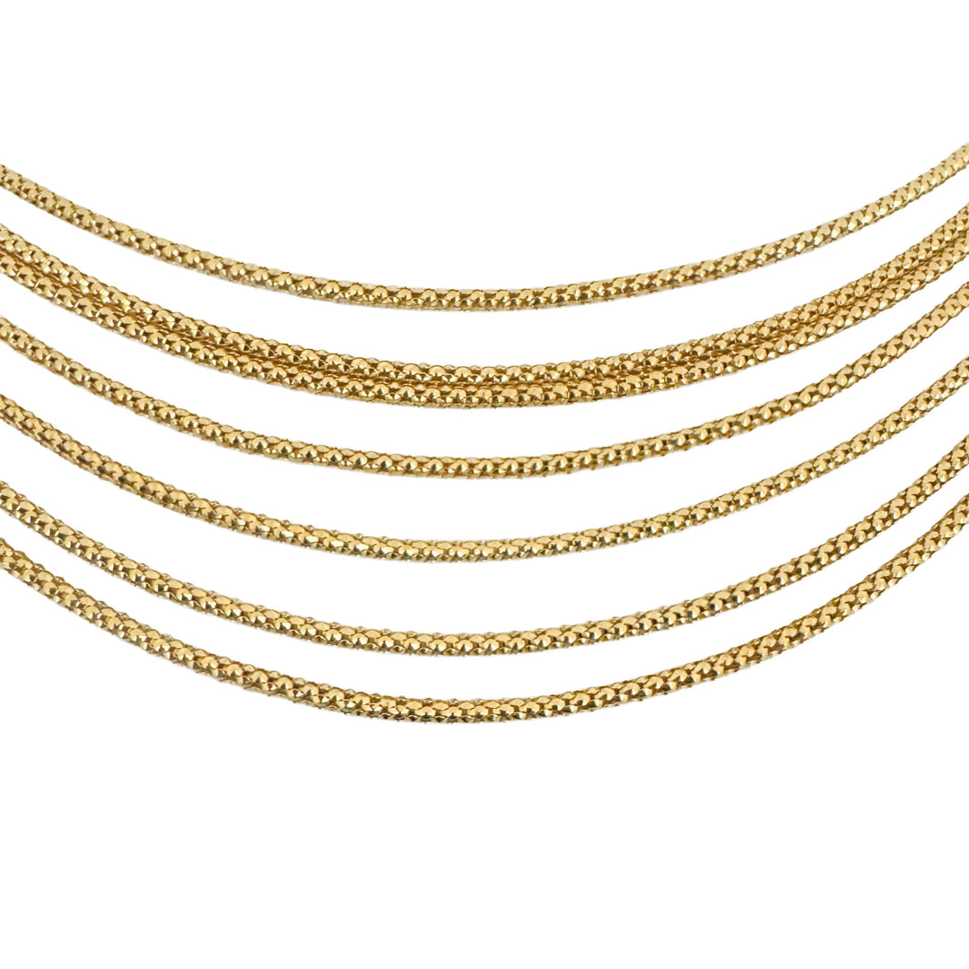 18k Yellow Gold 32.6g UnoAErre Vintage Multi Strand Popcorn Necklace Italy 18"