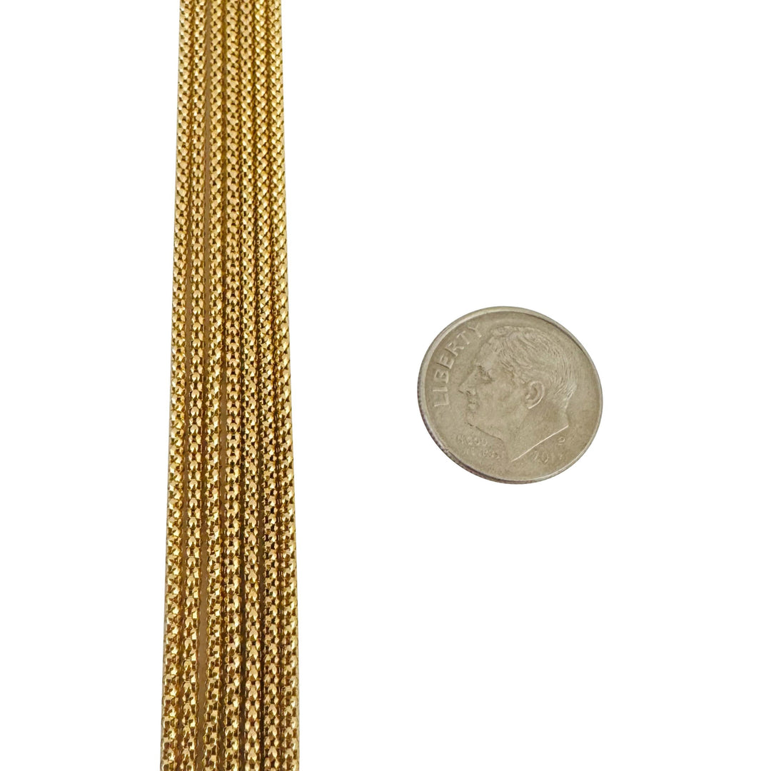18k Yellow Gold 32.6g UnoAErre Vintage Multi Strand Popcorn Necklace Italy 18"
