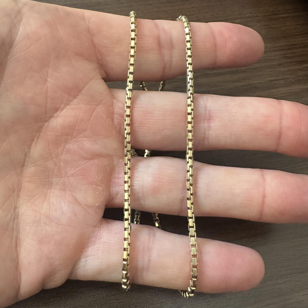 14k Yellow Gold 17.8g Solid Vintage 2.5mm Box Link Chain Necklace Italy 20"