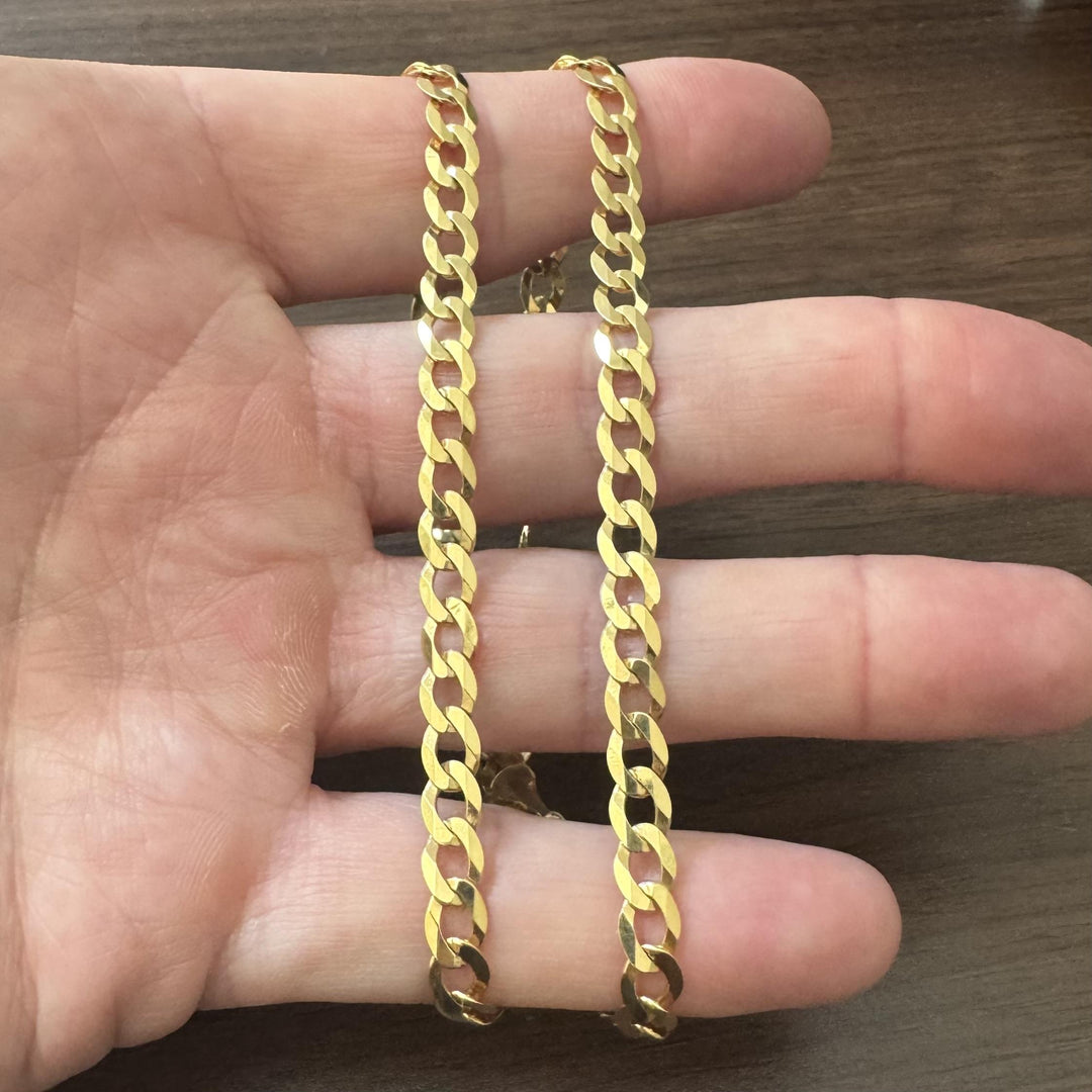 14k Yellow Gold 16.9g Solid Flat 5.5mm Curb Link Chain Necklace Italy 20"