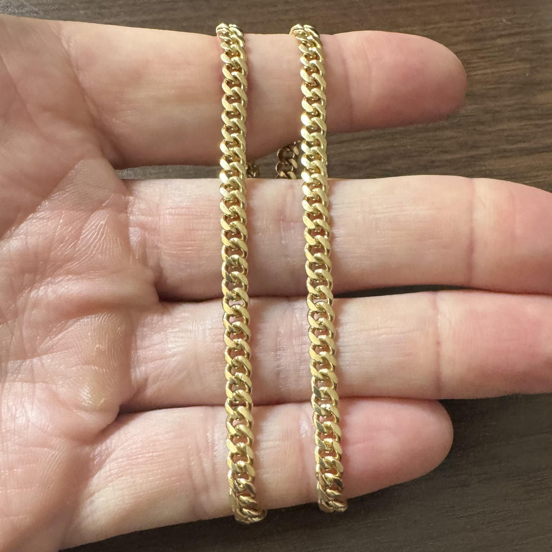 18k Yellow Gold 26.3g Solid Heavy 4.5mm Curb Link Chain Necklace 15.5"