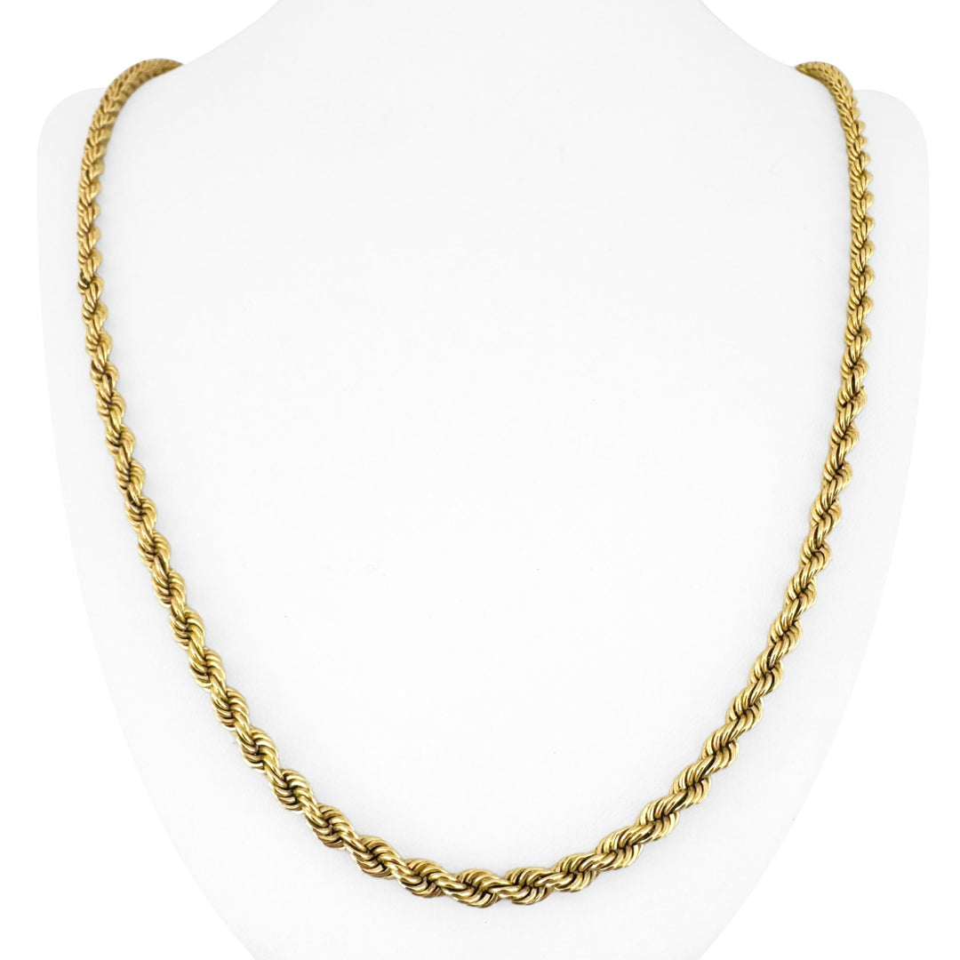 14k Yellow Gold 43.6g Solid Heavy 4mm Vintage Rope Chain Necklace 30"