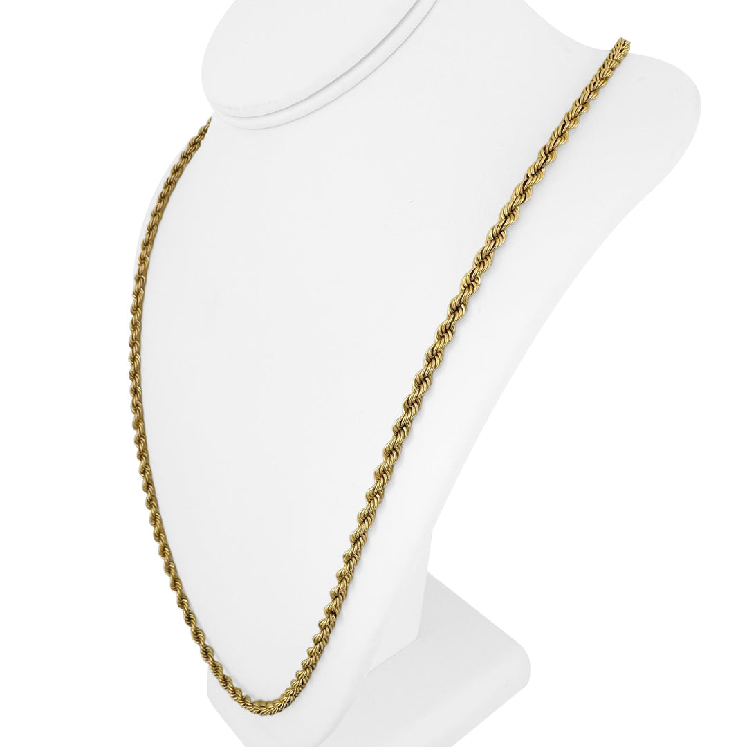 14k Yellow Gold 43.6g Solid Heavy 4mm Vintage Rope Chain Necklace 30"