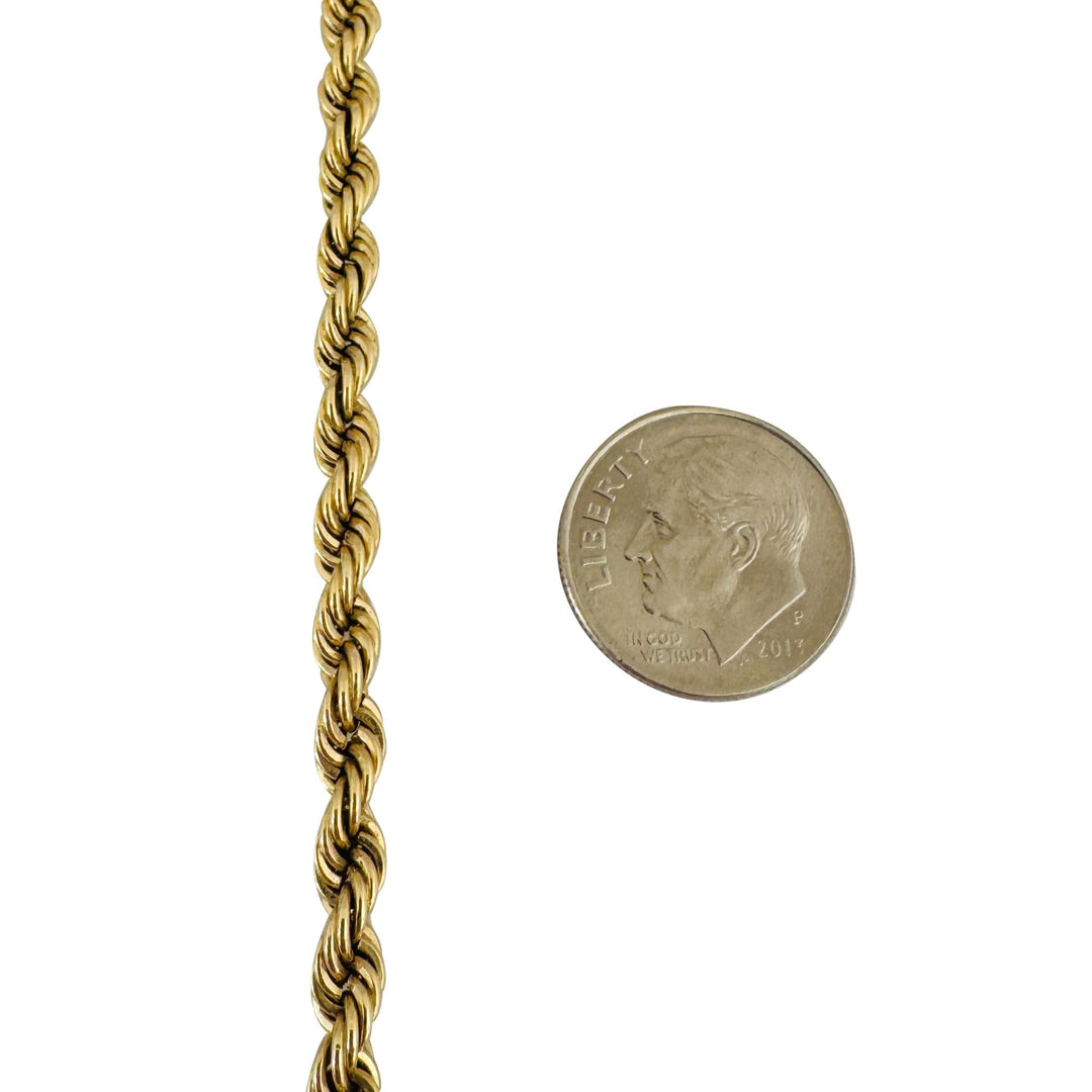 14k Yellow Gold 43.6g Solid Heavy 4mm Vintage Rope Chain Necklace 30"