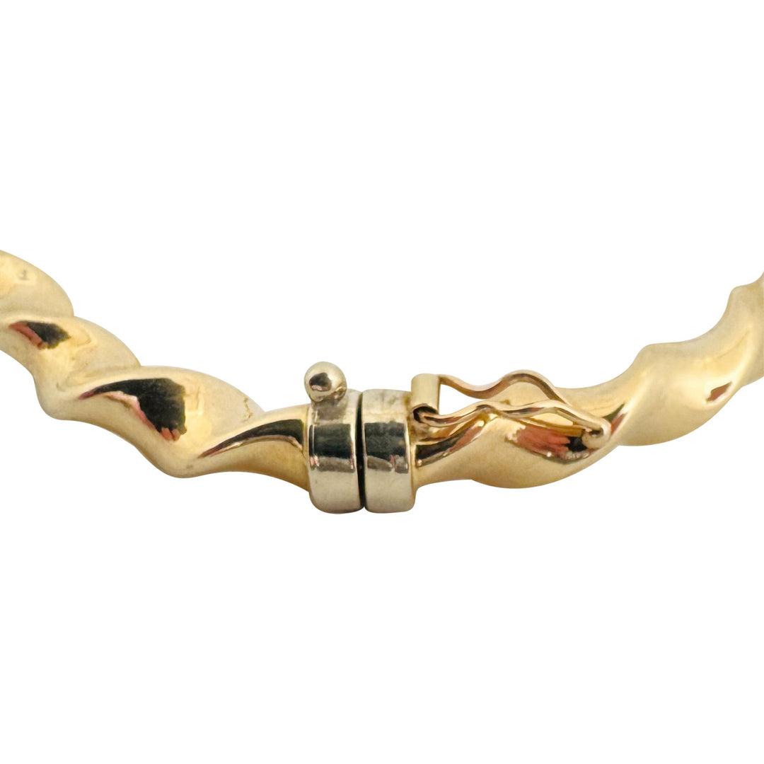 14k Yellow Gold 7.5g Polished Twisted Spiral Bangle Bracelet Italy 7"