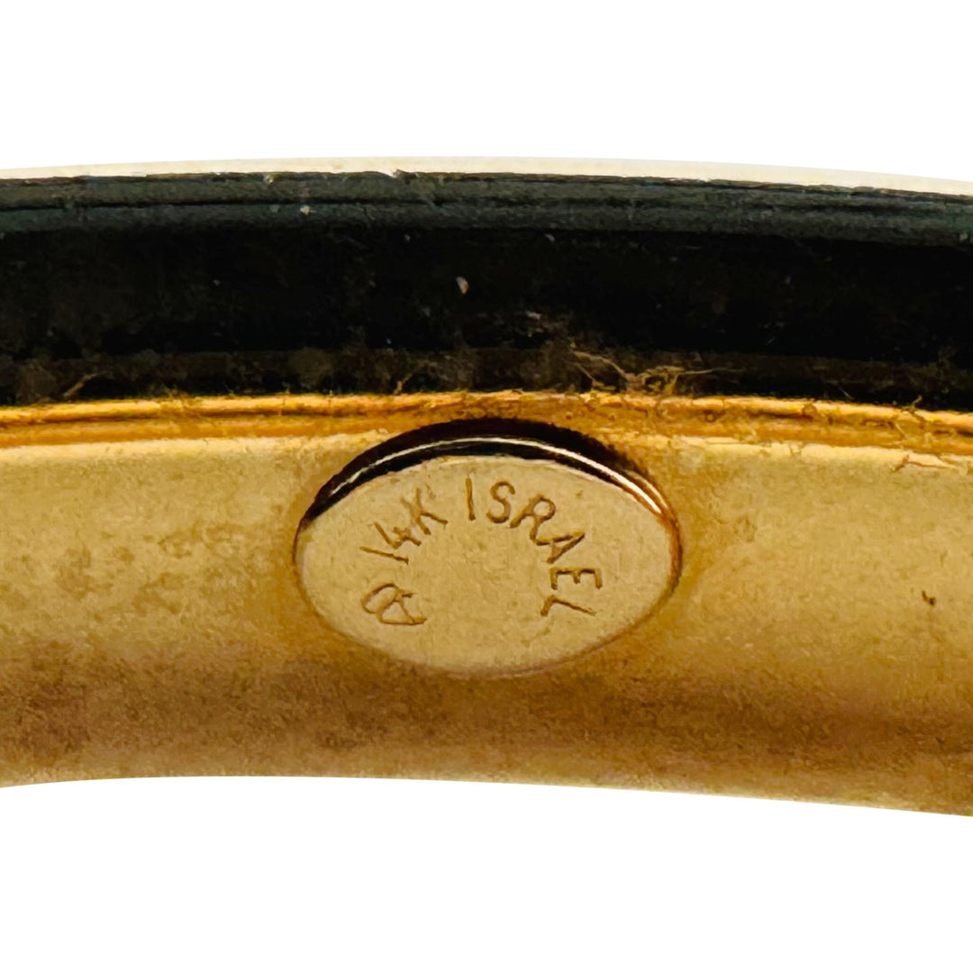 14k Yellow Gold 8.9g Brushed Finish 6.5mm Diamond Cut Bangle Bracelet 7"