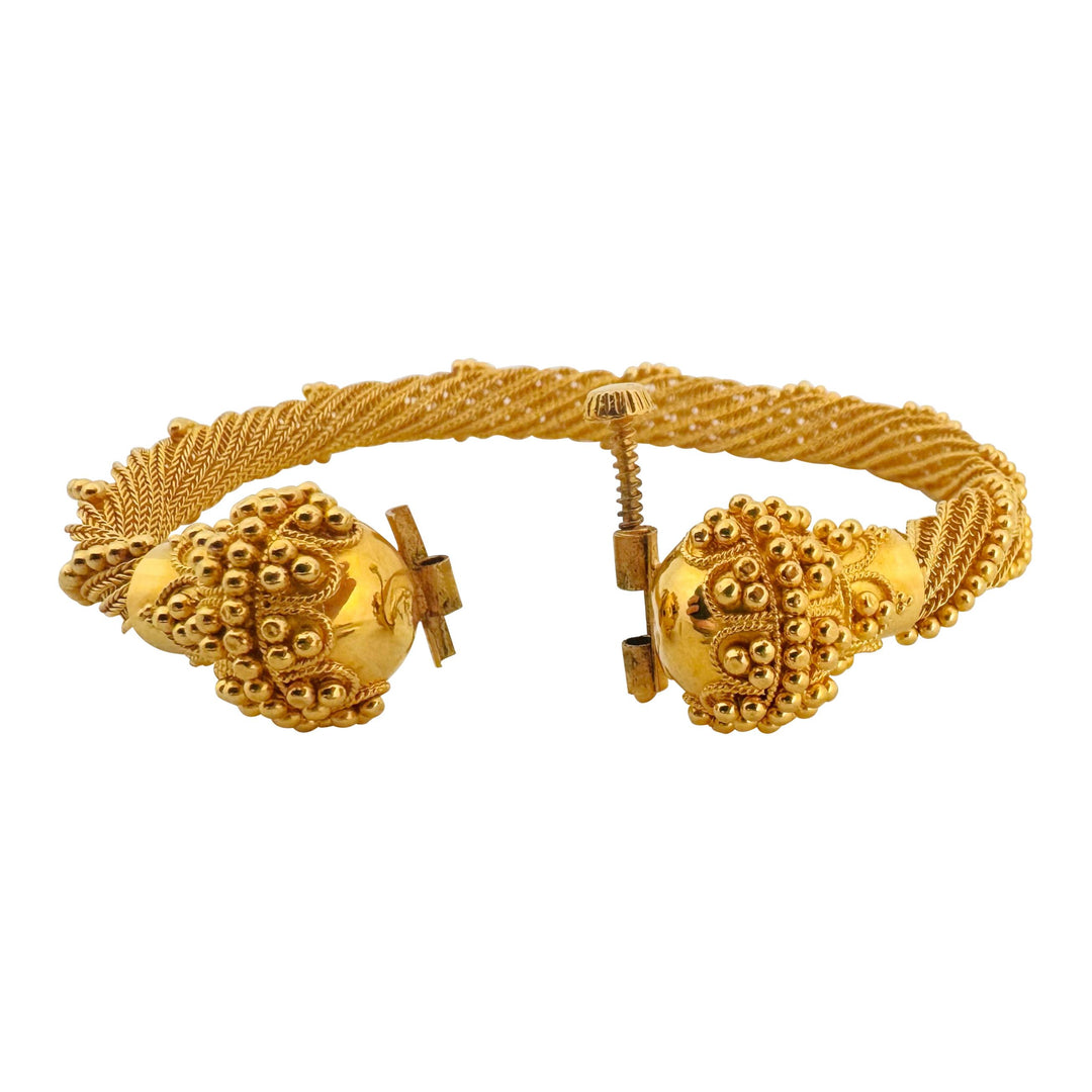 22k Yellow Gold 30.5g Ladies Beaded Mesh Spiral Twist Bracelet 8"
