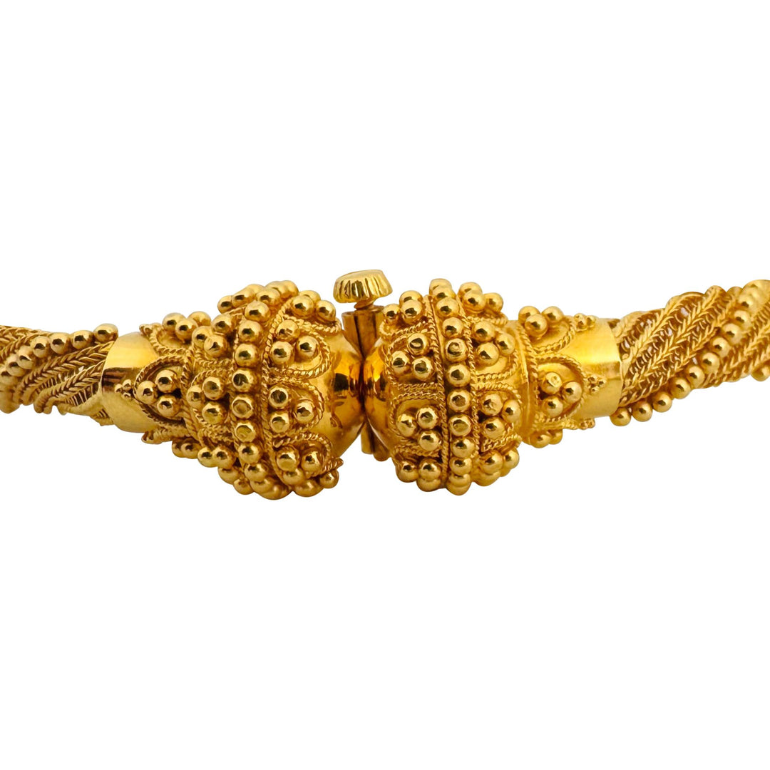22k Yellow Gold 30.5g Ladies Beaded Mesh Spiral Twist Bracelet 8"
