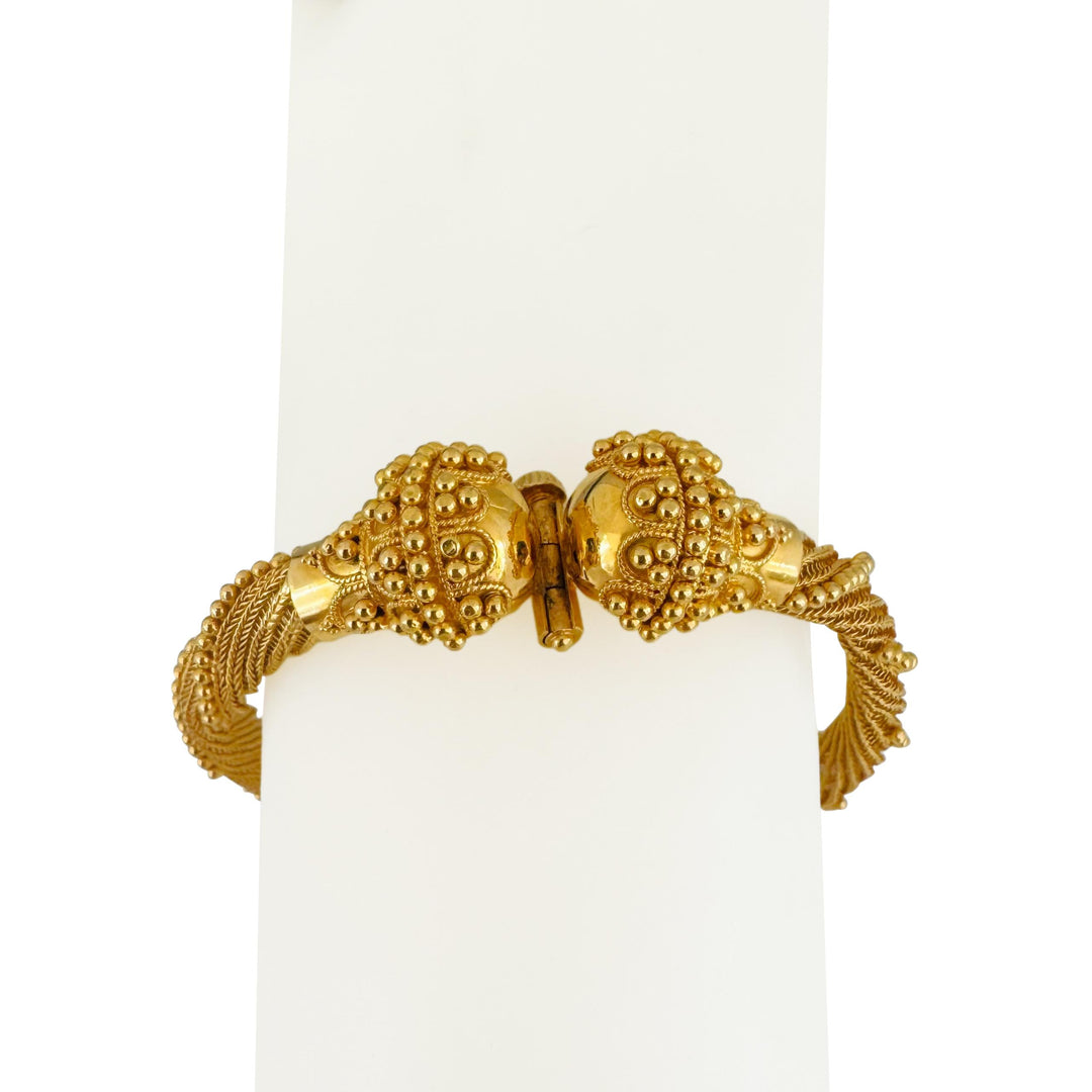22k Yellow Gold 30.5g Ladies Beaded Mesh Spiral Twist Bracelet 8"
