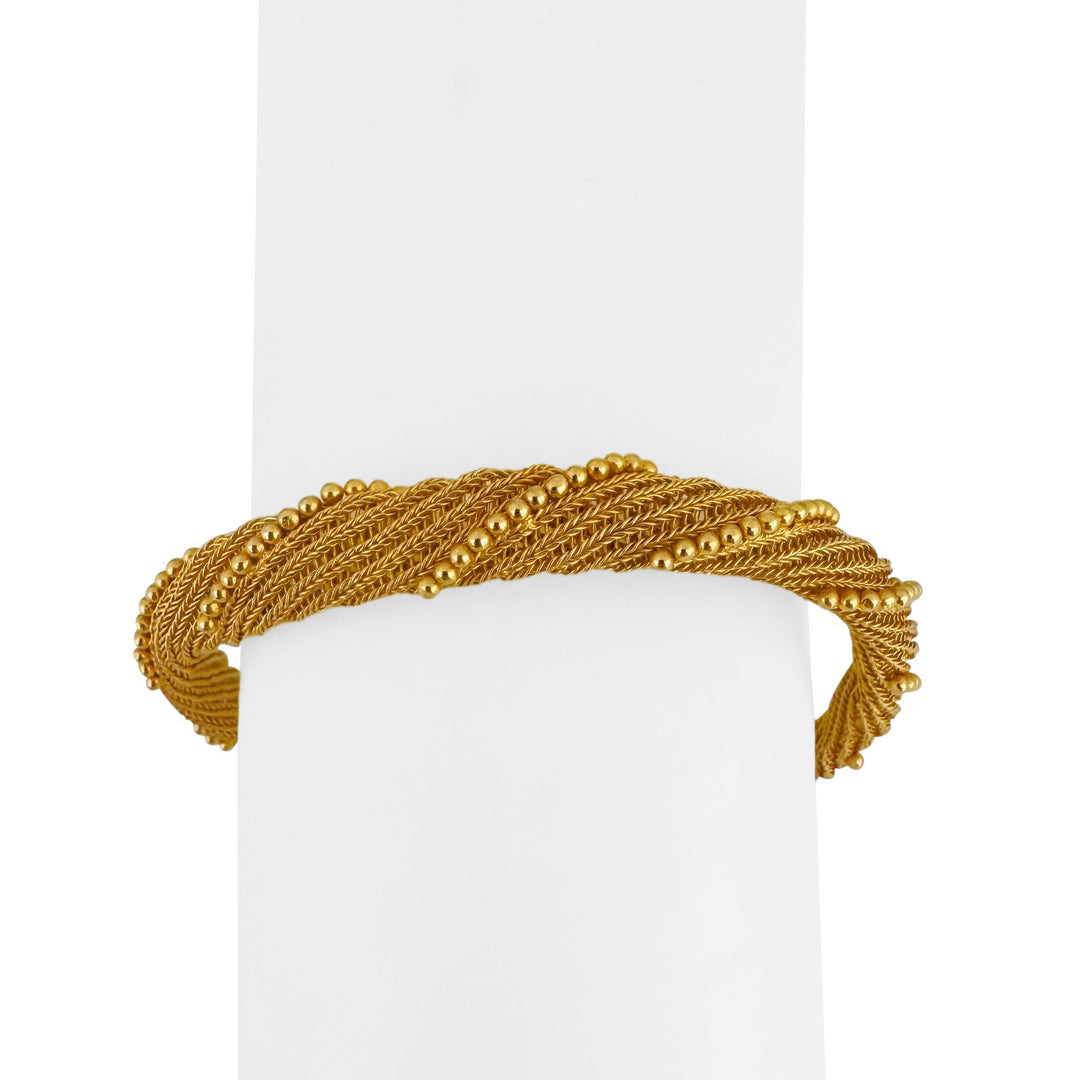 22k Yellow Gold 30.5g Ladies Beaded Mesh Spiral Twist Bracelet 8"