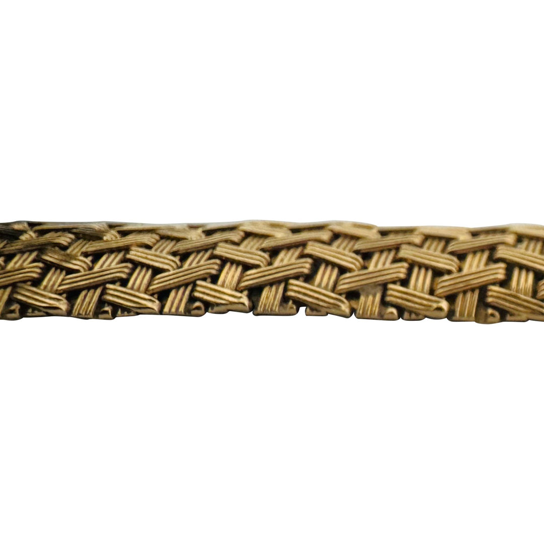 14k Yellow Gold 19.7g Vintage Ladies 12mm Woven Mesh Link Bracelet Italy 7.25"