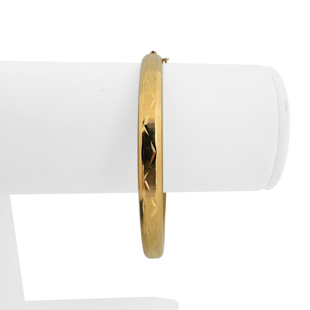 18k Yellow Gold 12.7g Vintage Diamond Cut 6mm Bangle Bracelet 7.25"