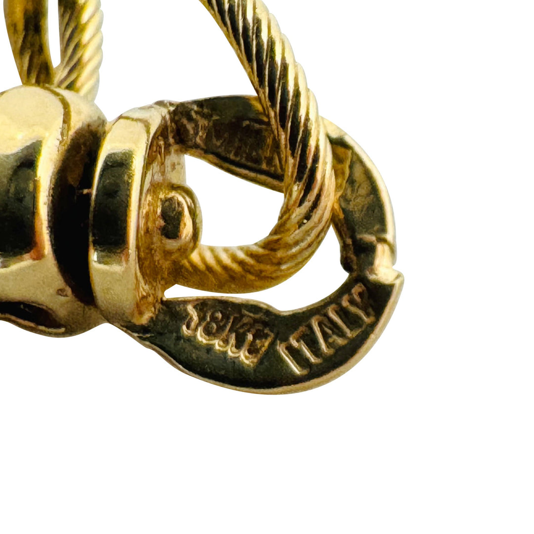 18k Yellow Gold and Black Matte Resin Ball Ladies Necklace Italy 18"