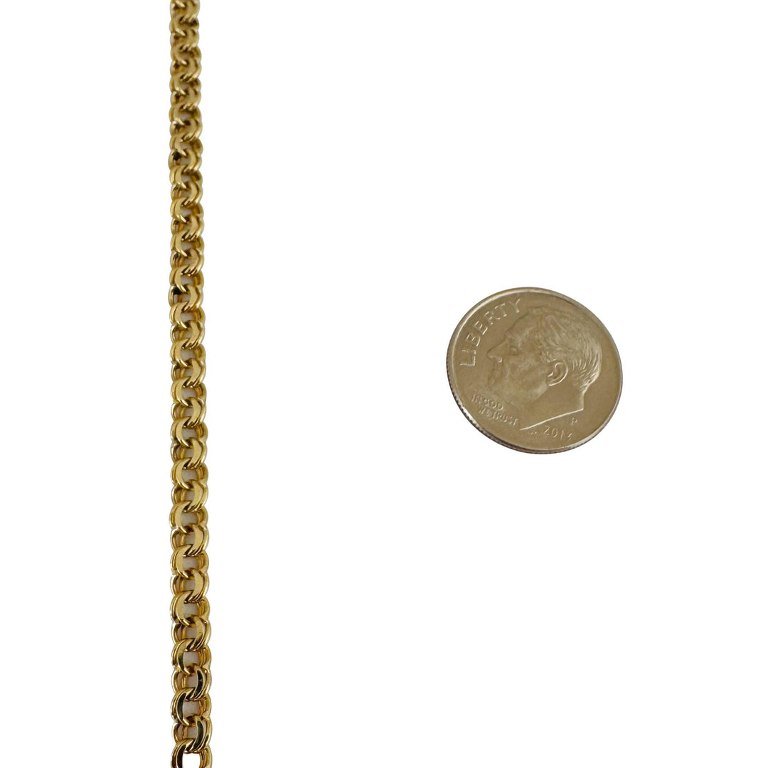 18k Yellow Gold 16g Solid 4mm Double Curb Link Chain Necklace 24"