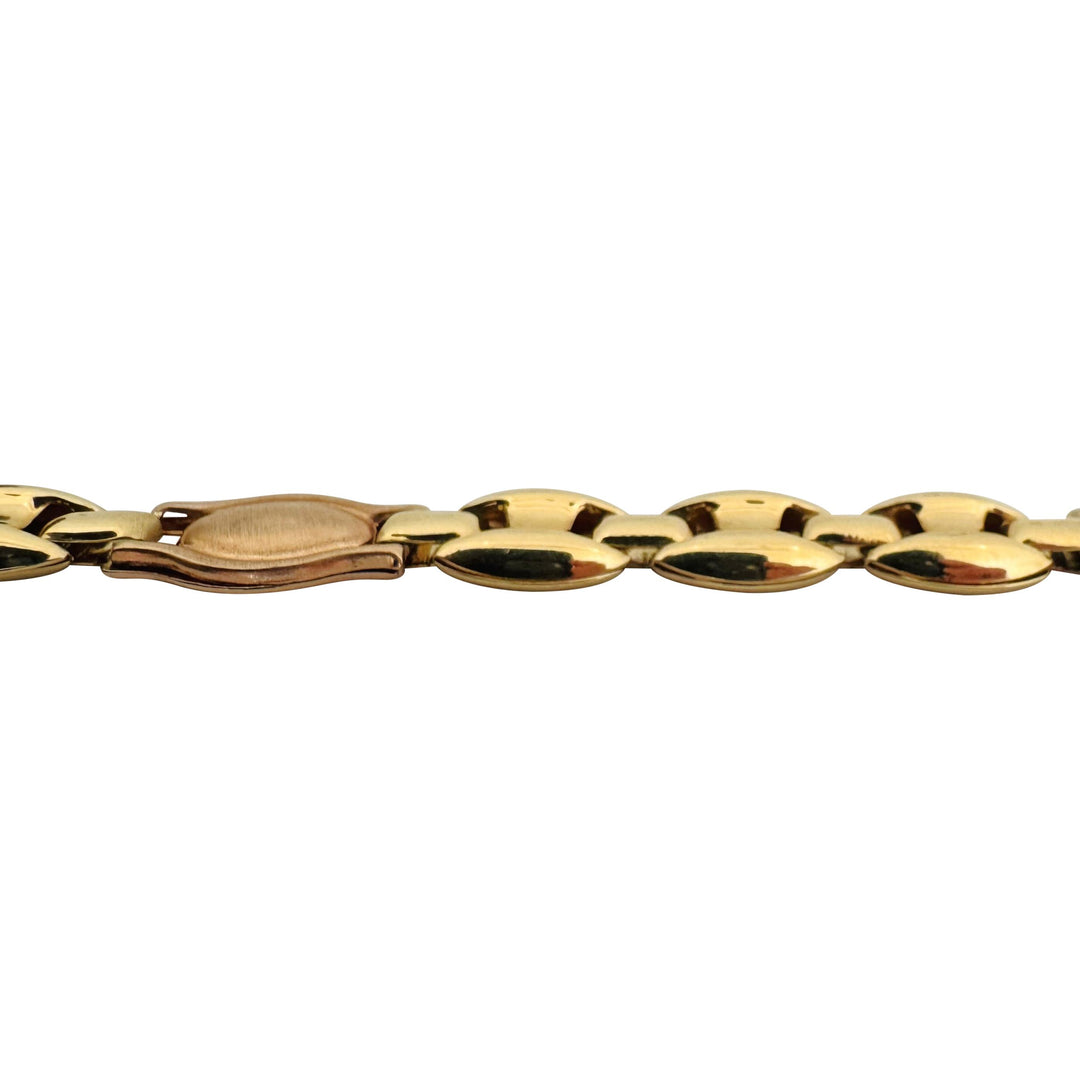 18k Tri Tone Gold 9.4g Ladies 8.5mm Fancy Link Bracelet Italy 7.5"