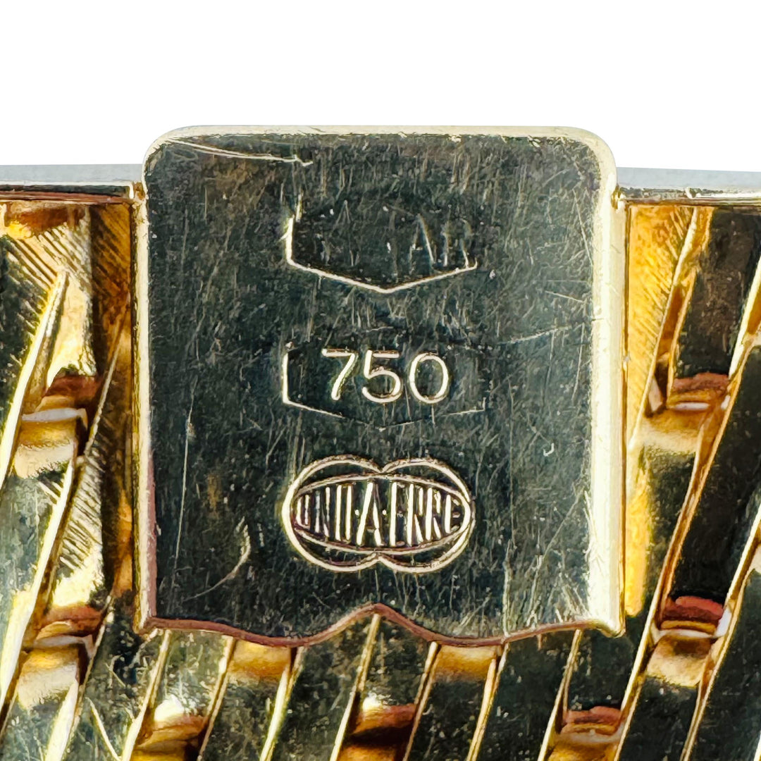 18k Yellow Gold 58.5g Solid Very Heavy UnoAErre Fancy Link Bracelet Italy 7.5"