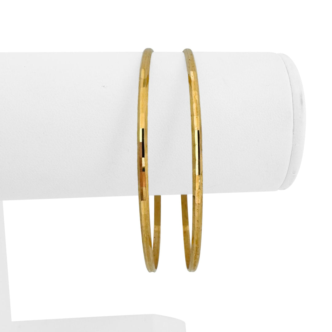 Pair of 18k Yellow Gold 10.6g Solid Beveled Edge Bangle Bracelets 7.5"