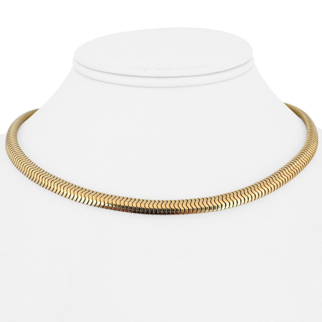 14k Yellow Gold 37.3g Heavy Vintage 5mm Flattened Snake Link Necklace 15.5"