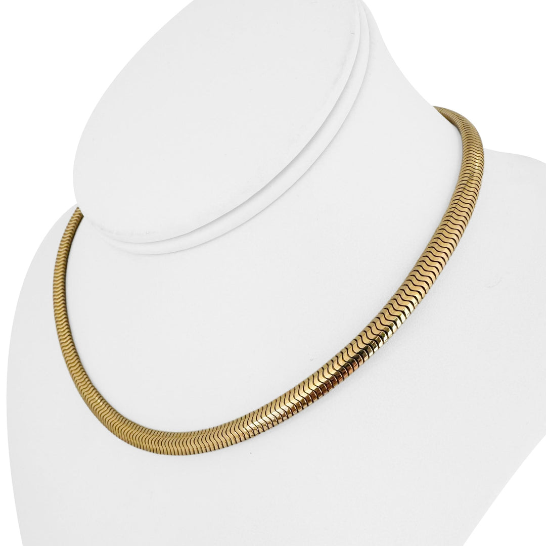 14k Yellow Gold 37.3g Heavy Vintage 5mm Flattened Snake Link Necklace 15.5"