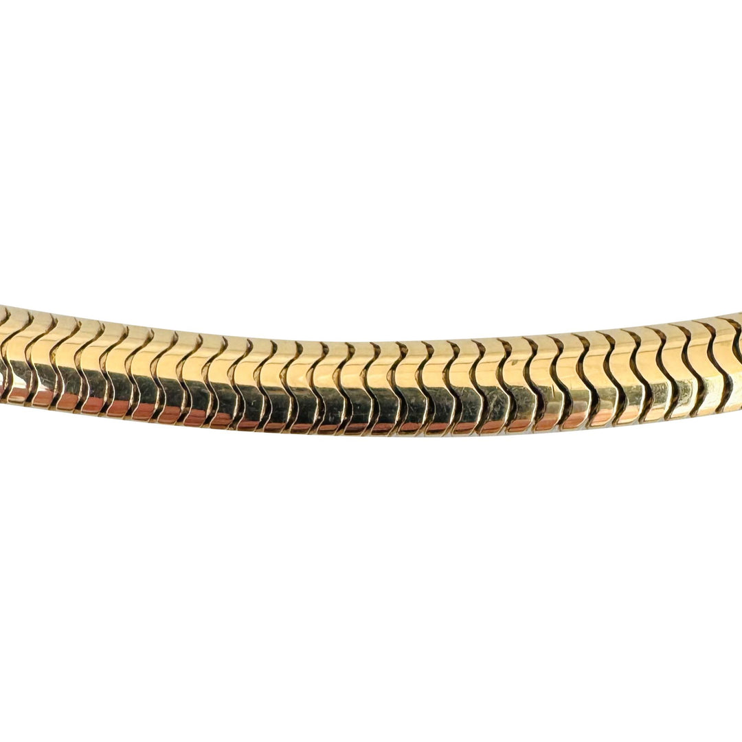 14k Yellow Gold 37.3g Heavy Vintage 5mm Flattened Snake Link Necklace 15.5"