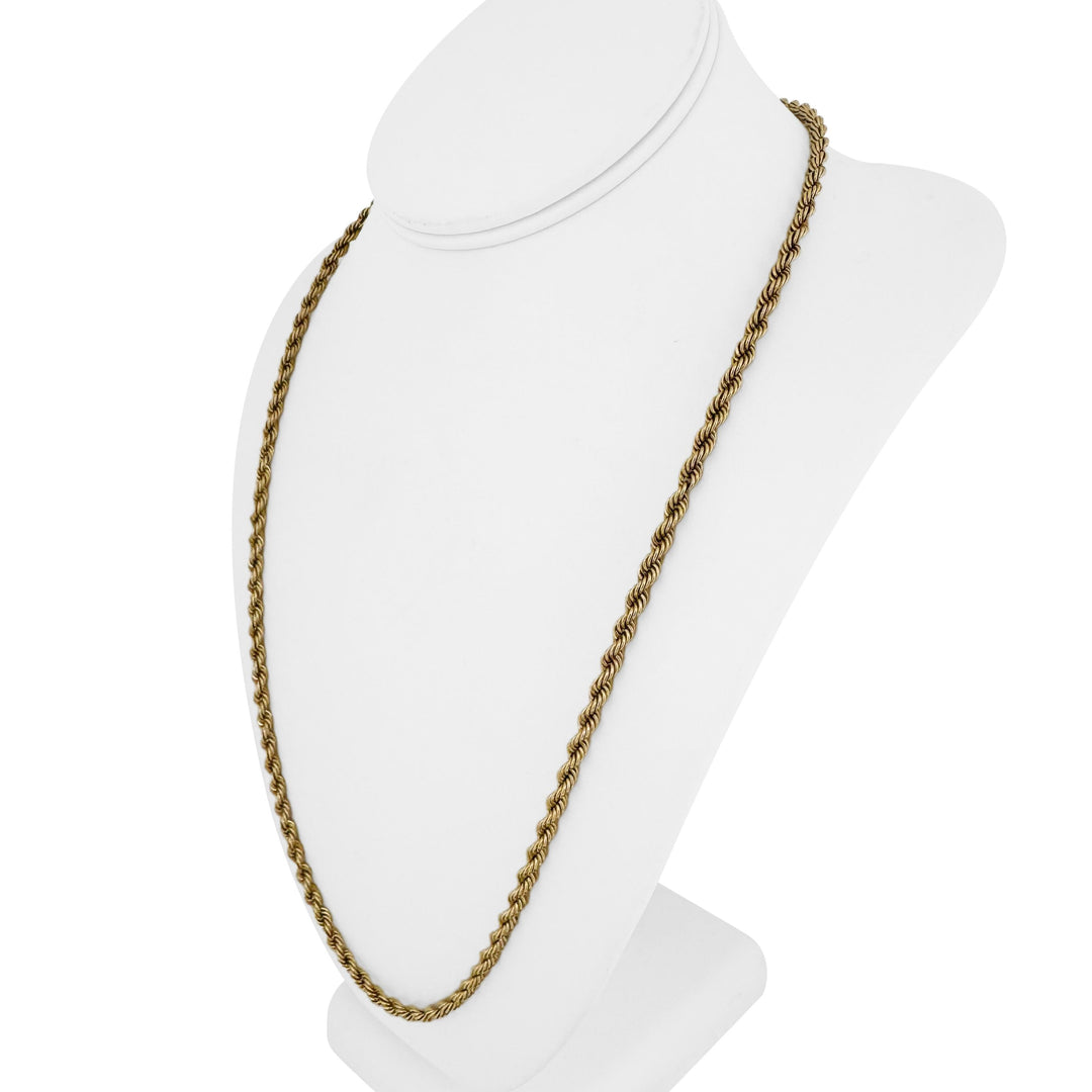 14k Yellow Gold 34.4g Solid Heavy Vintage 4.5mm Rope Chain Necklace 24"