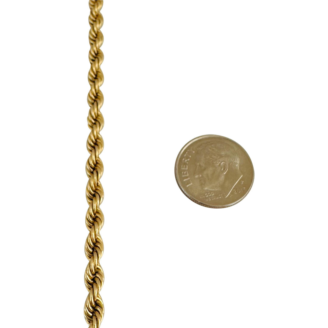 14k Yellow Gold 34.4g Solid Heavy Vintage 4.5mm Rope Chain Necklace 24"