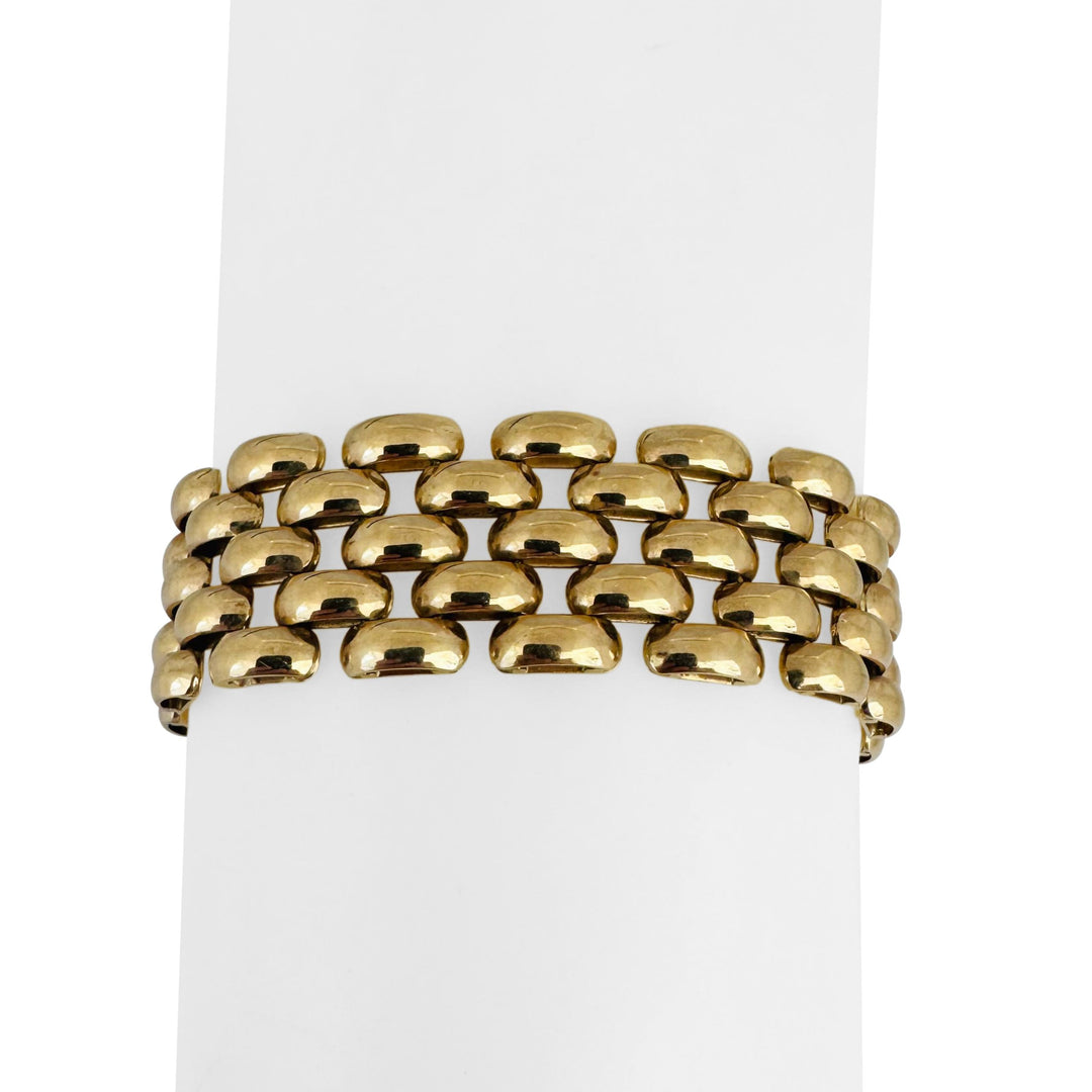 14k Yellow Gold 30.5g Vintage Heavy 16mm Panther Link Bracelet Italy 7.75"