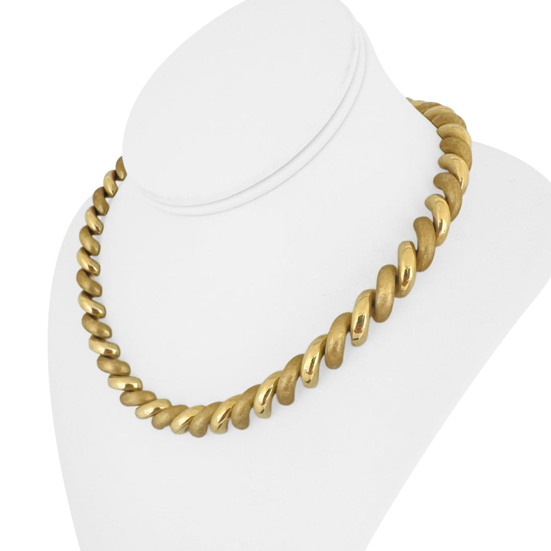 14k Yellow Gold 40g Polished and Brushed Links San Marco Necklace 17"