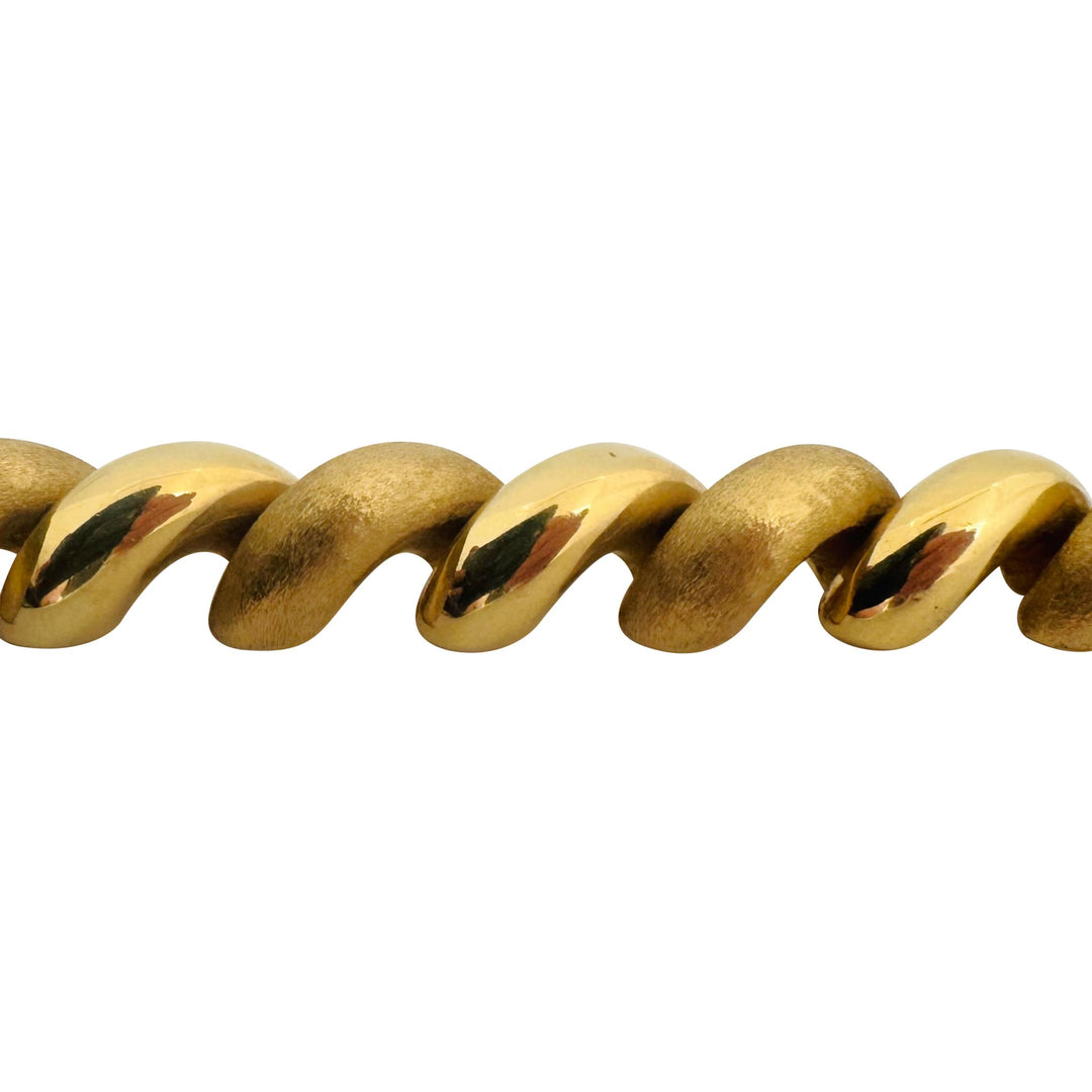 14k Yellow Gold 40g Polished and Brushed Links San Marco Necklace 17"