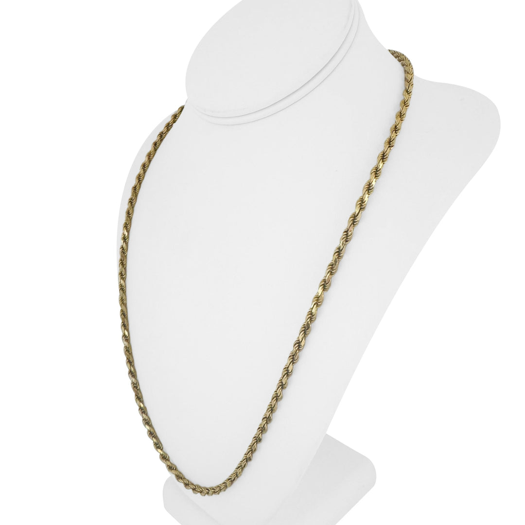 14k Yellow Gold 36.4g Solid Diamond Cut 4mm Rope Chain Necklace Italy 24"