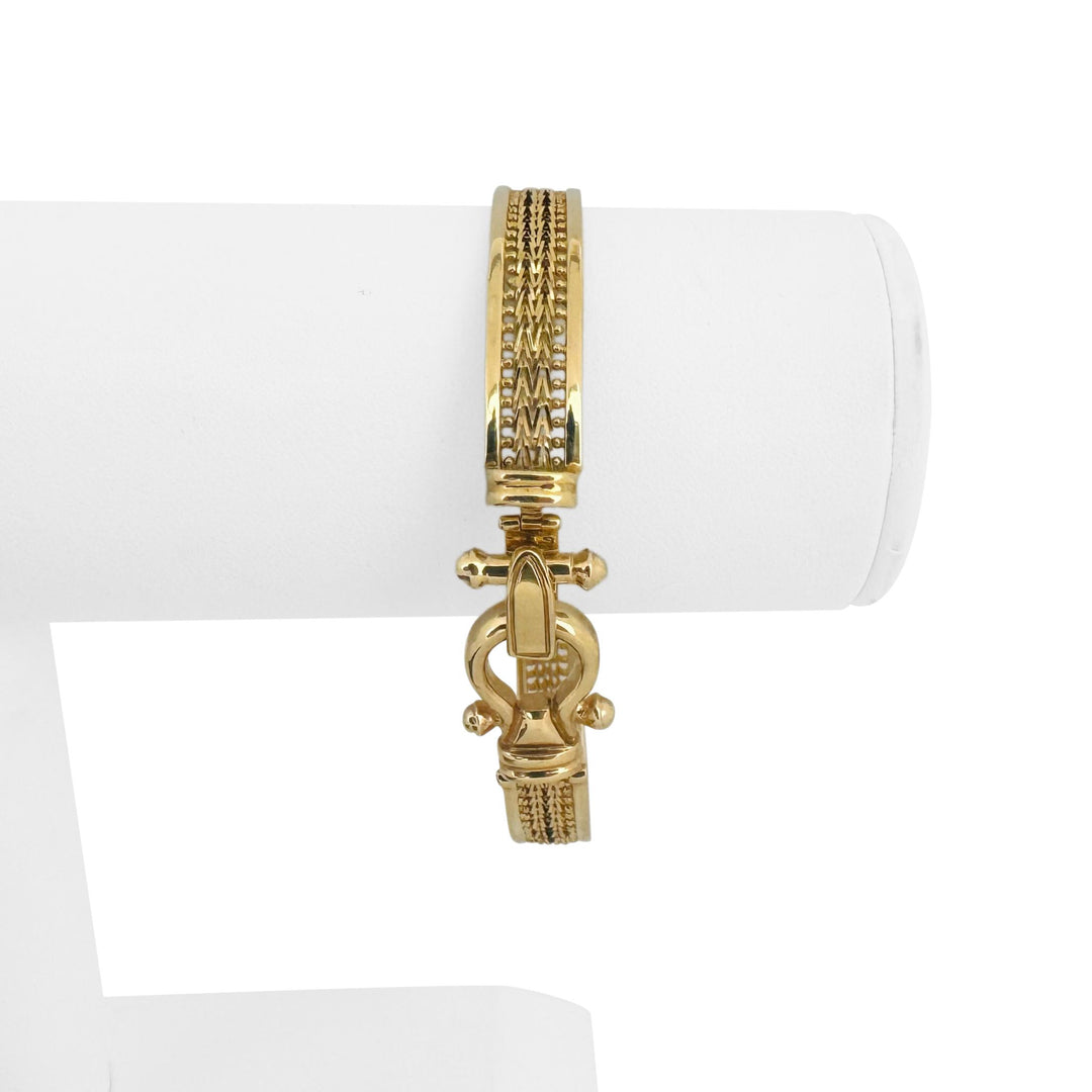 14k Yellow Gold 17g Imperial Gold 8.5mm Fancy Bangle Bracelet 7.5"