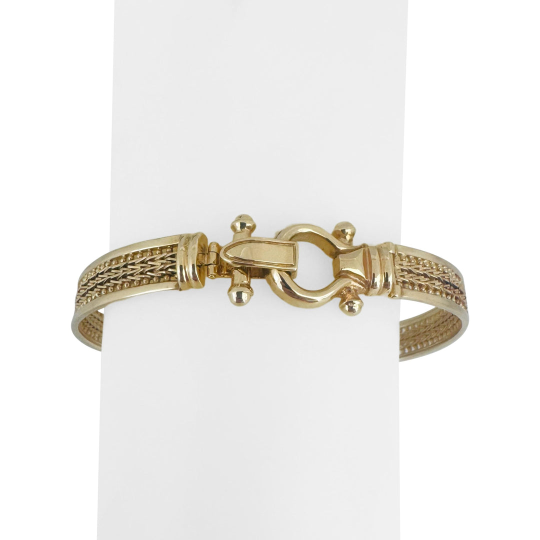 14k Yellow Gold 17g Imperial Gold 8.5mm Fancy Bangle Bracelet 7.5"